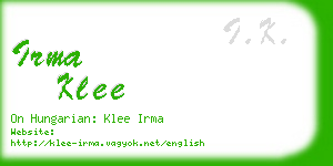 irma klee business card